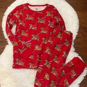 Janie and Jack Red Reindeer Pajama Set
